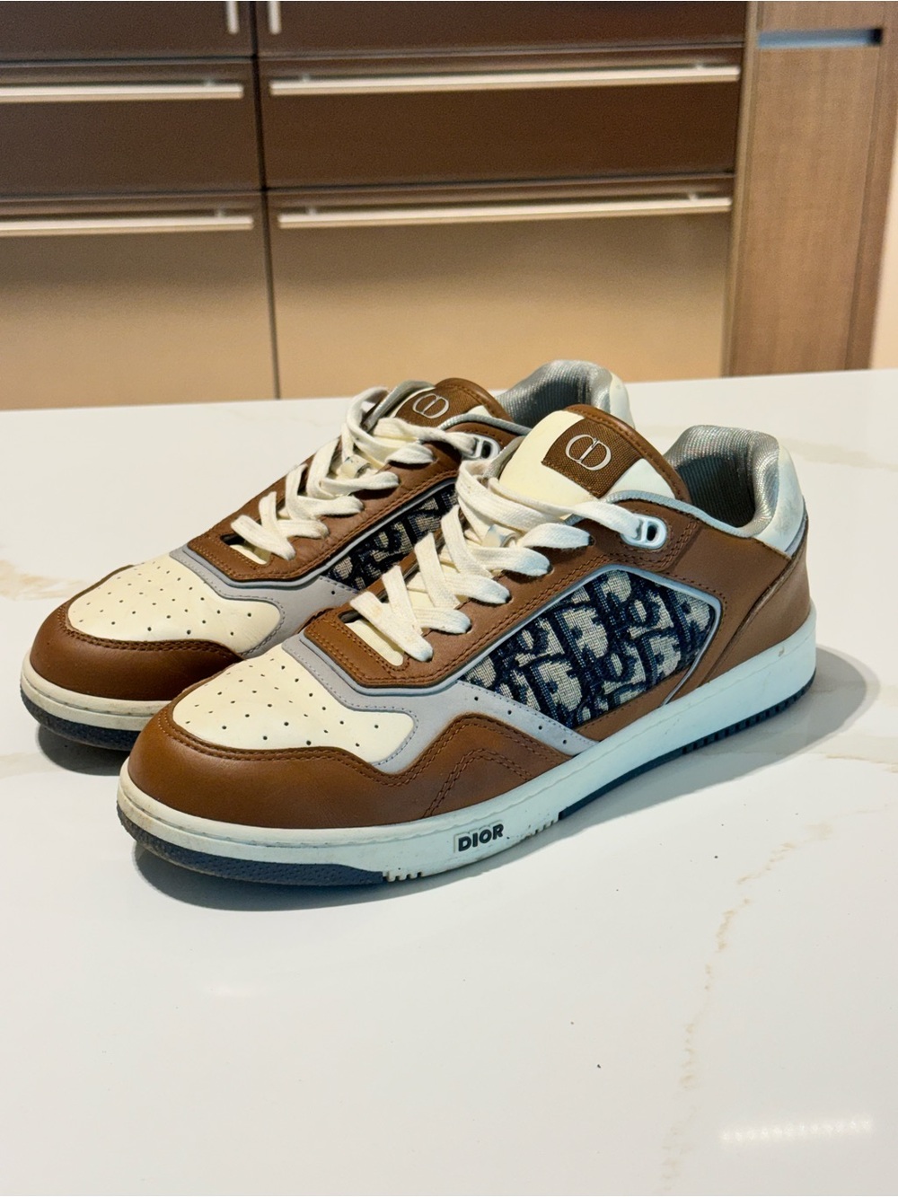 Dior Men’s Brown, White & Navy Low-Top Sneakers